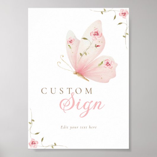 A Little Butterfly Custom Table Sign Poster (Voorkant)