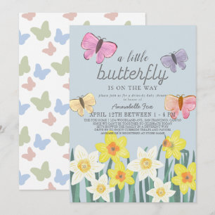 A Little Butterfly Daffodil Drive-by Baby shower Kaart