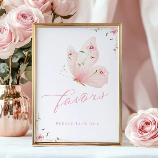 A Little Butterfly Favors Table Sign Poster