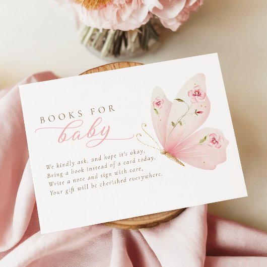 A Little Butterfly Floral Books for Baby Card Informatiekaartje