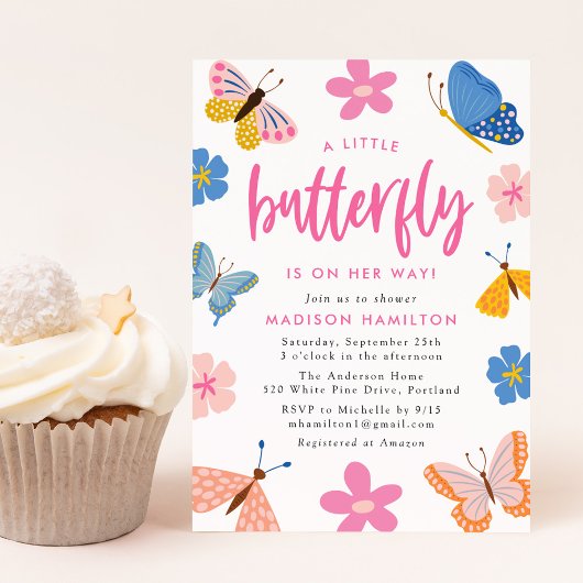 A Little Butterfly Is On Her Way Baby Shower Kaart
