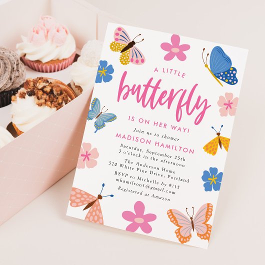A Little Butterfly Is On Her Way Baby Shower Kaart
