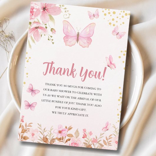 A Little Butterfly is on the Way, Baby Shower Girl Bedankkaart
