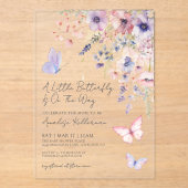 A Little Butterfly Wildflower Baby Shower Acryl Uitnodigingen (Voorkant)