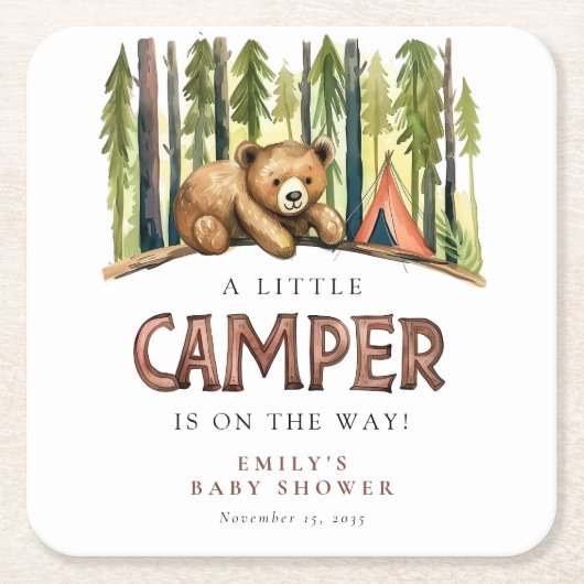 A Little Camper Forest Baby Shower Kartonnen Onderzetters (Voorkant)