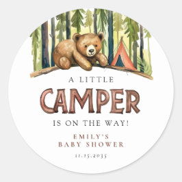 A Little Camper Forest Baby Shower Ronde Sticker