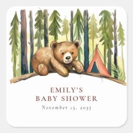 A Little Camper Forest Baby Shower Vierkante Sticker