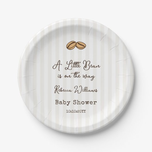 A Little Coffee Bean is on The Way  Baby Shower  Papieren Bordje (Voorkant)