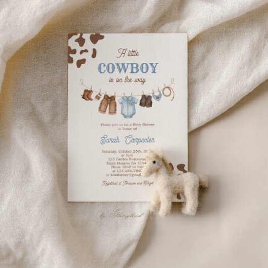 A Little Cowboy Baby Shower Boy Invitation Kaart