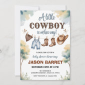 "A Little Cowboy is on His Way" Baby Shower Kaart (Voorkant)