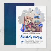 A Little Cowboy Is On His Way Bear Baby Shower Kaart (Voorkant / Achterkant)