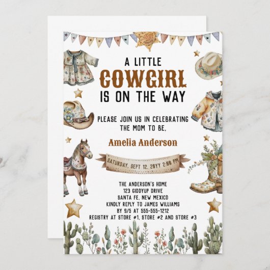 A Little Cowboy is op weg naar een rustiek Baby sh Kaart (Voorkant / Achterkant)