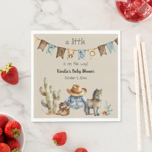 A Little Cowboy is op weg naar het Baby shower Nap Servet (Insitu)