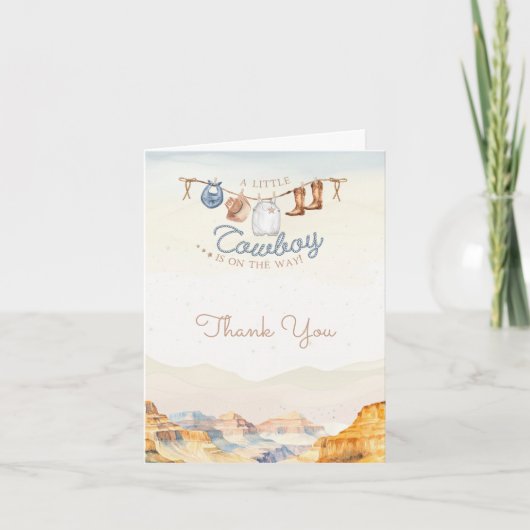 A Little Cowboy Western Canyon Baby Shower  Bedankkaart (Voorkant)