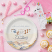 A Little Cowboy Western Canyon Baby Shower Papieren Bordje (Feest)