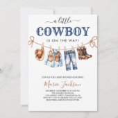 A Little Cowboy Wild West Blue boy Baby Shower Kaart (Voorkant)