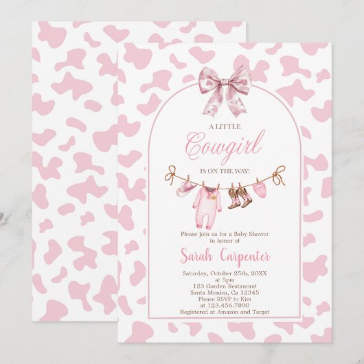A little Cowgirl Baby Shower Girl Kaart (Voorkant / Achterkant)
