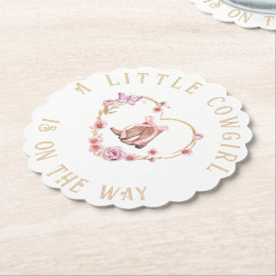 A Little Cowgirl is op het Way Girl Baby shower Kartonnen Onderzetters