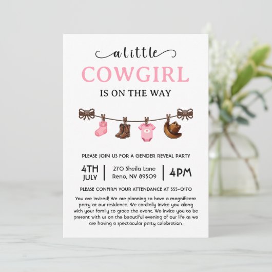 A Little Cowgirl is op weg naar Western Baby showe Kaart (Staand voorkant)