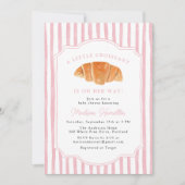 A Little Croissant Is on Her Way Pink Baby Shower Kaart (Voorkant)