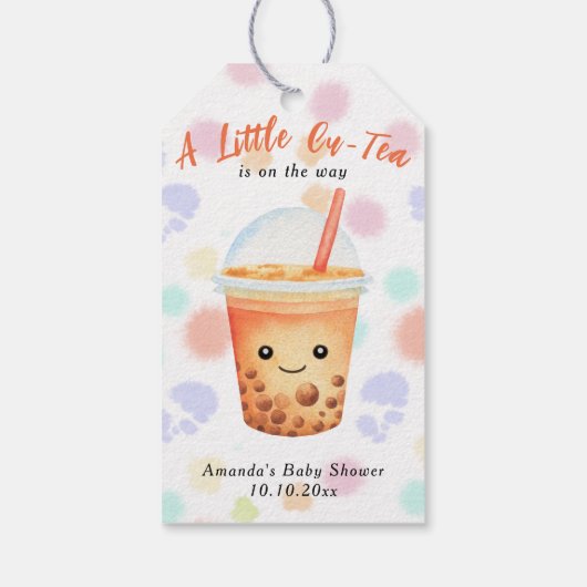 A Little Cu-Tea Bubble Tea Baby Shower Cadeaulabel (Achterkant)