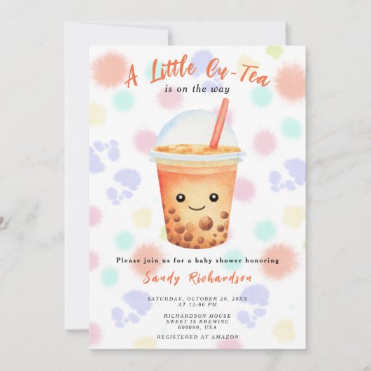 A Little Cu-Tea Bubble Tea Baby Shower Kaart (Voorkant)