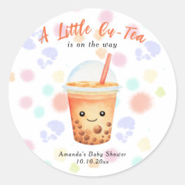 A Little Cu-Tea Bubble Tea Baby Shower Ronde Sticker
