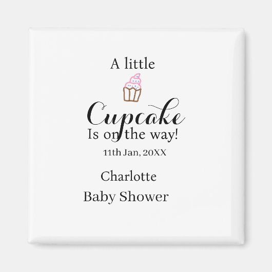 A little cupcake is on its way baby shower name da magneet (Voorkant)