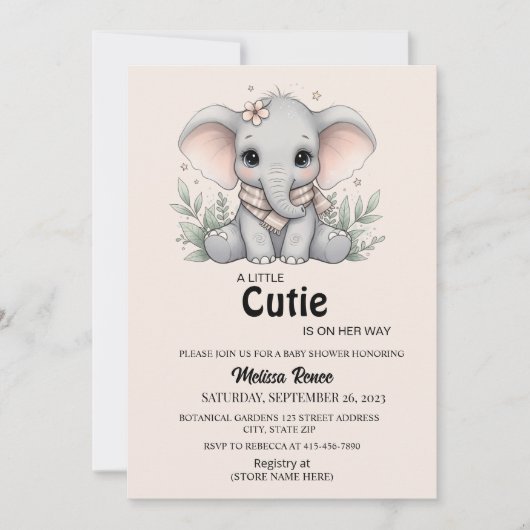 A Little Cutie Baby Shower Invitation Kaart (Voorkant)