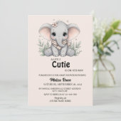 A Little Cutie Baby Shower Invitation Kaart (Staand voorkant)