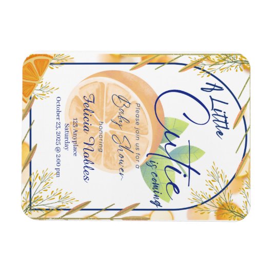 A Little Cutie: Baby Shower Invite Magneet (Horizontaal)