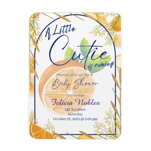 A Little Cutie: Baby Shower Invite Magneet (Verticaal)