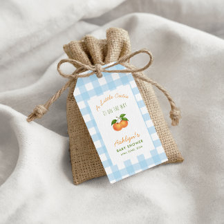 A Little Cutie Citrus Blue Baby Shower Gift Tag Cadeaulabel