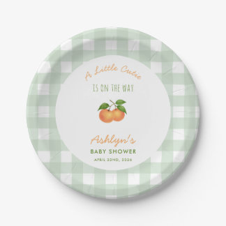 A Little Cutie Green Baby Shower Paper Plates Papieren Bordje