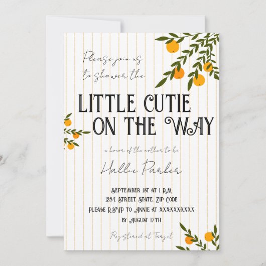 A Little Cutie is On The Way Invitation Kaart (Voorkant)