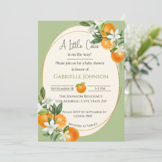 A Little Cutie is on the way neutral baby shower Kaart (Staand voorkant)