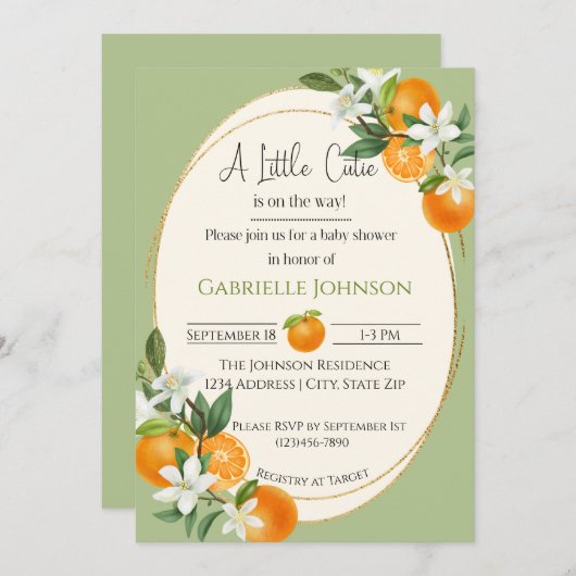 A Little Cutie is on the way neutral baby shower Kaart (Voorkant / Achterkant)