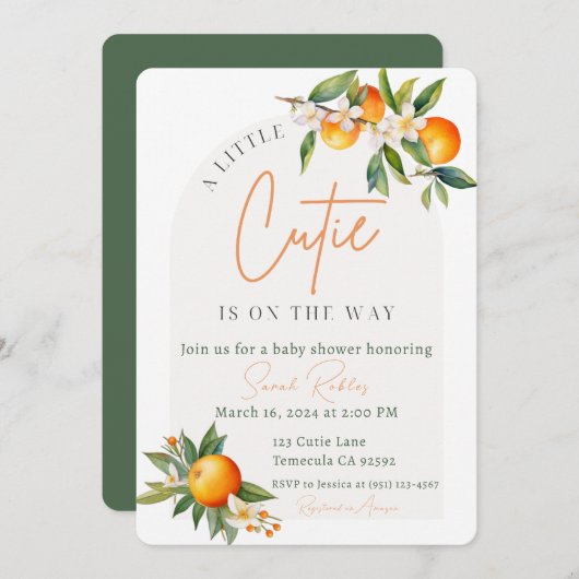 A Little Cutie is op de weg Baby shower uitnodigen Kaart (Voorkant / Achterkant)