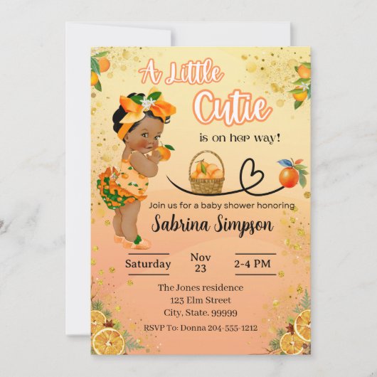 A Little Cutie is op weg naar Baby shower Girl Kaart (Voorkant)