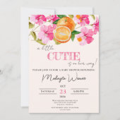 A Little Cutie is op weg naar oranje Baby shower Kaart (Voorkant)