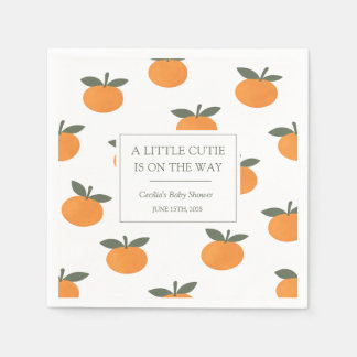 A Little Cutie Orange Gender Neutral Baby Shower Servet