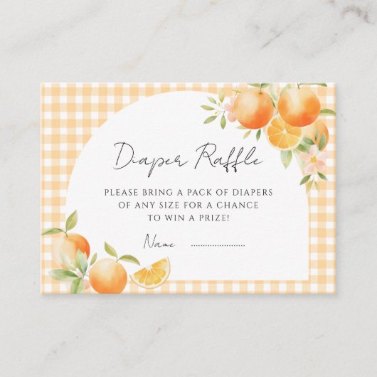 A Little Cutie Orange Gingham Citrus baby shower   Informatiekaartje (Voorkant)