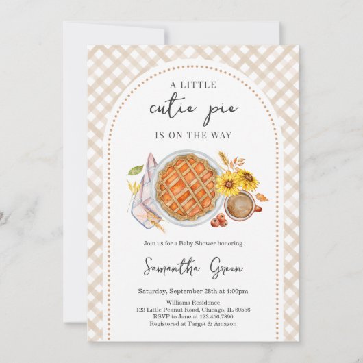 A Little Cutie Pie is op de weg Baby shower Kaart (Voorkant)