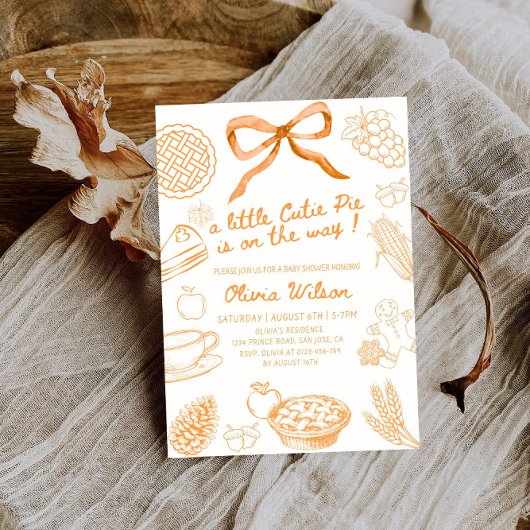 A Little Cutie Pie is op de weg Baby shower Party Kaart