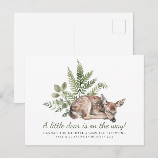 A Little Dear is onderweg naar zwangerschapsaankon Aankondigingskaart (Voorkant / Achterkant)