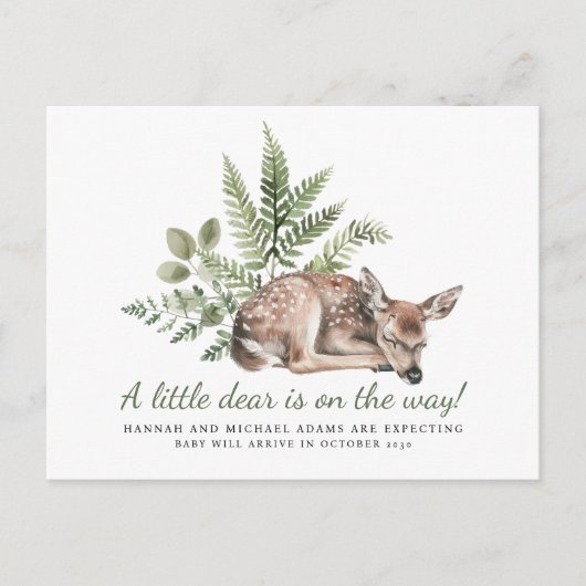 A Little Dear is onderweg naar zwangerschapsaankon Aankondigingskaart (Voorkant)