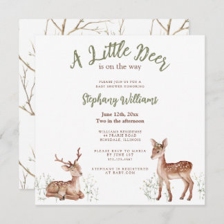 A Little Deer is op weg naar Baby shower Invitatio Kaart