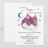 A Little Dragon Sleeping op Cloud Baby shower Kaart (Voorkant / Achterkant)