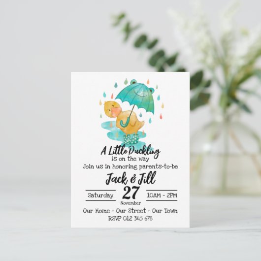 A Little Duckling is onderweg op uitnodiging (Staand voorkant)