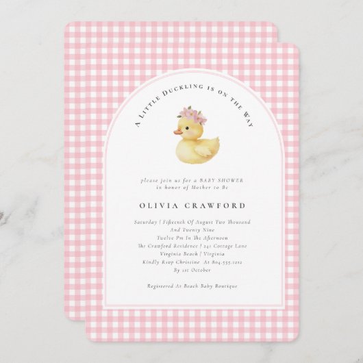 A Little Duckling is op de weg Duck Baby shower Kaart (Voorkant / Achterkant)